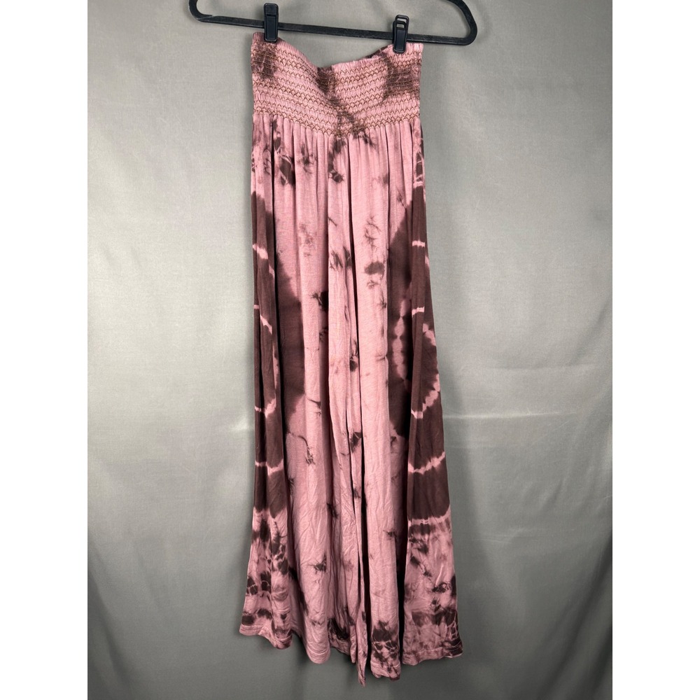 Earthbound Trading Co Pants Womens Small Pink Tie Dye Smocked Wide Leg Boho